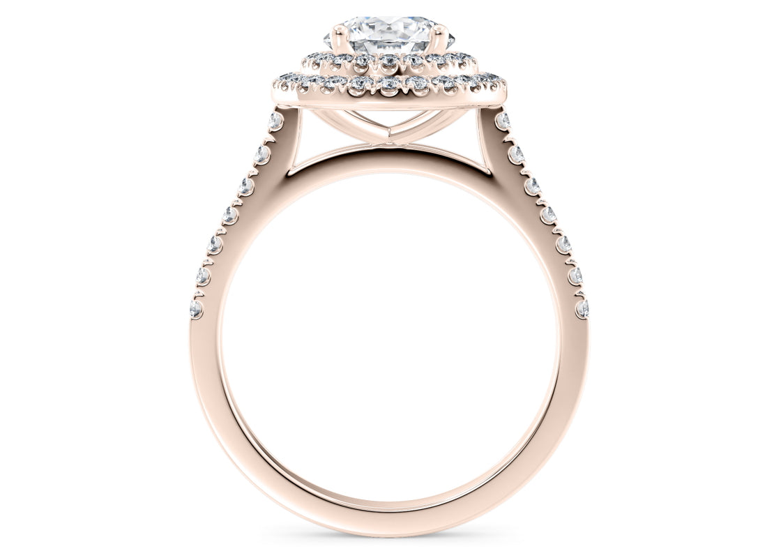 Empress Halo Rose Gold 18k Round Engagement Ring