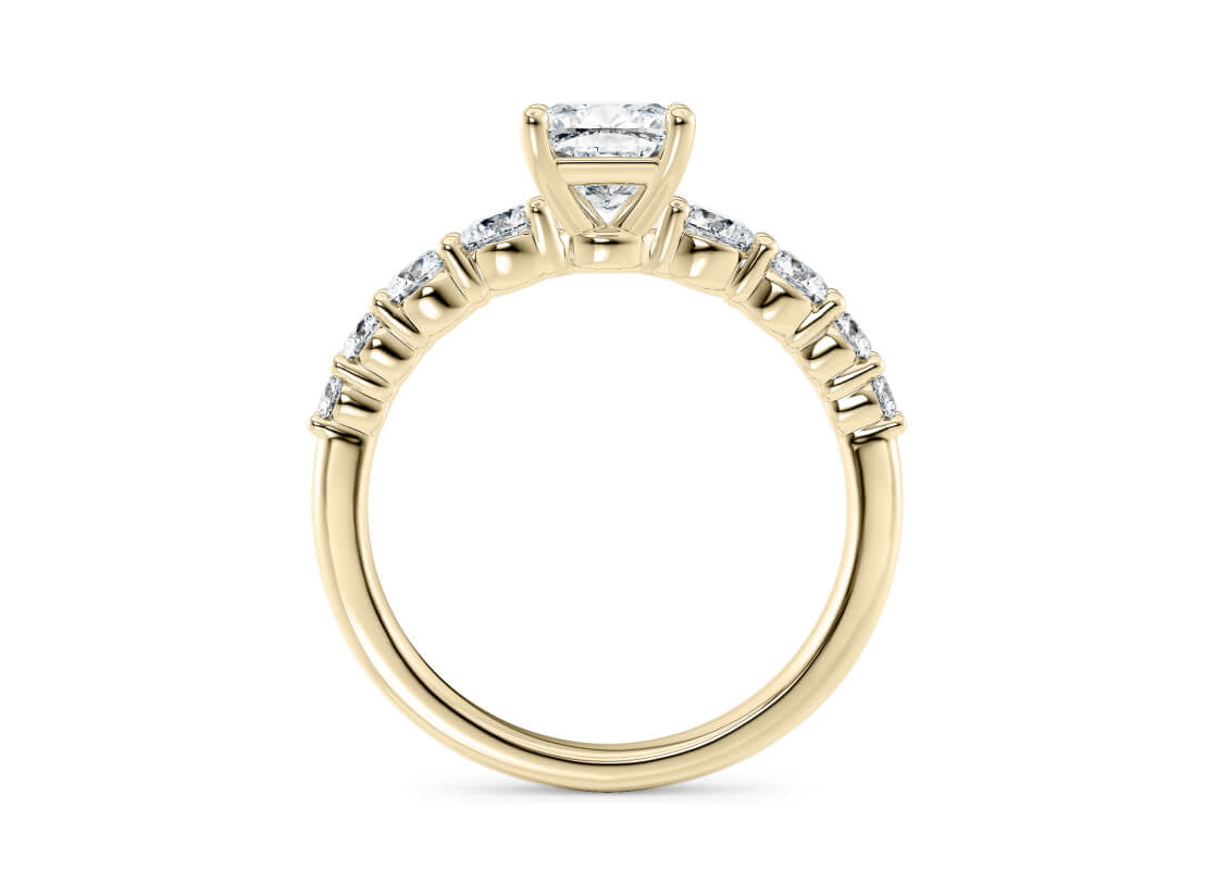 Lyra Diamond Band Yellow Gold 18k Cushion Engagement Ring