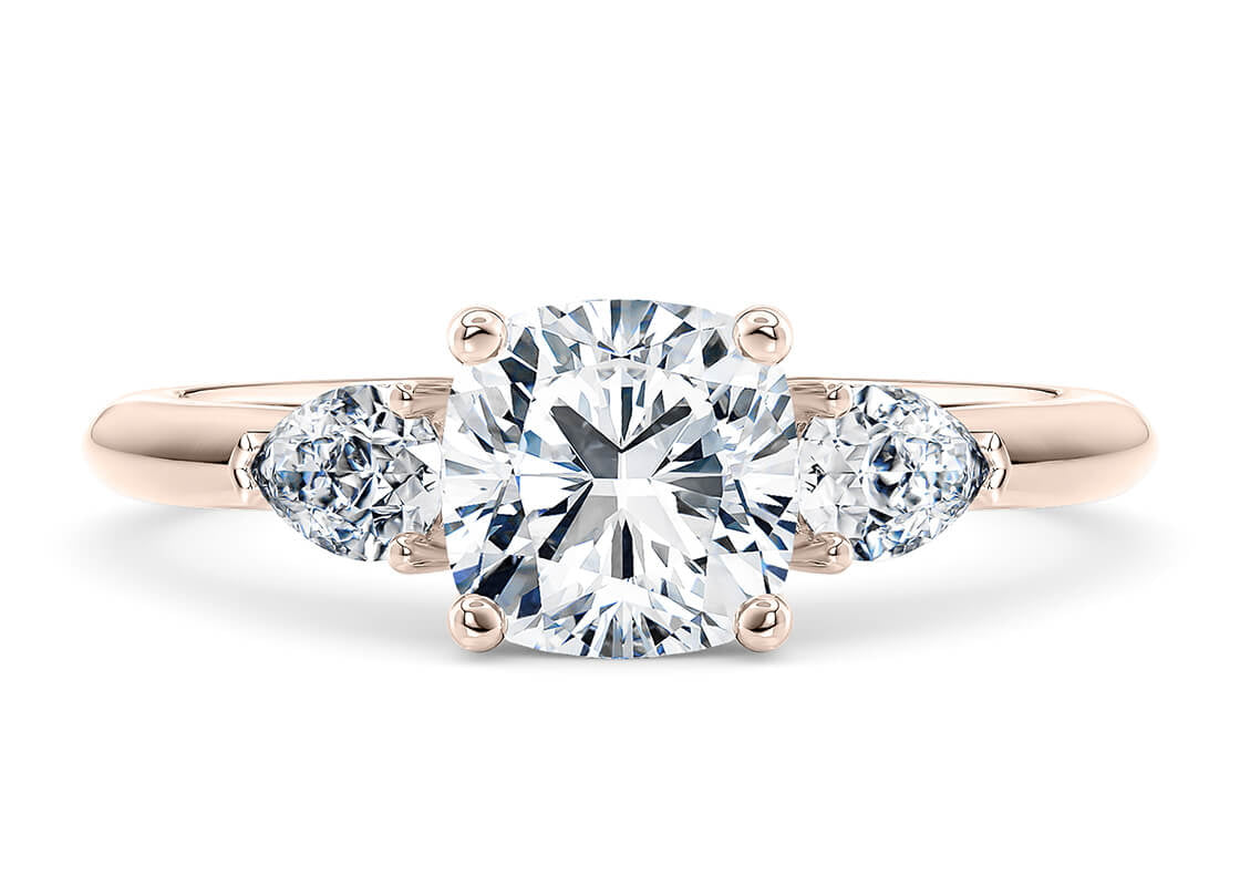 Florence Trilogy Rose Gold 18k Cushion Engagement Ring