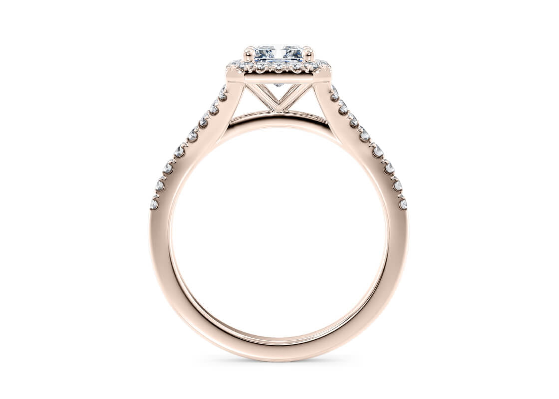Battersea Halo Rose Gold 18k Radiant Engagement Ring