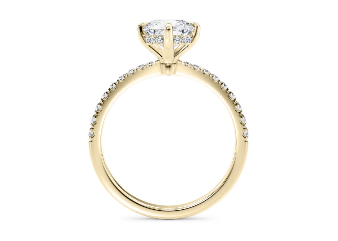 Asteria Compass Diamond Band Yellow Gold 18k Round Engagement Ring