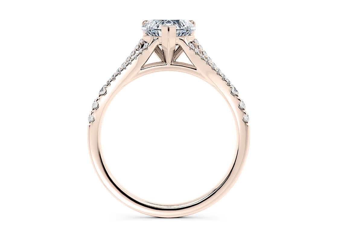 Oxford Diamond Band Rose Gold 18k Heart Engagement Ring