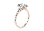 Aphrodite Halo Rose Gold 18k Emerald Engagement Ring