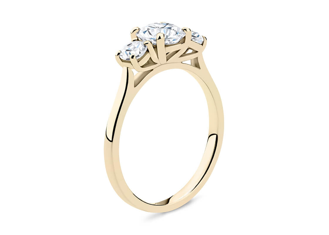 Roma Trilogy Yellow Gold 18k Round Engagement Ring