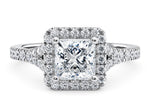 Battersea Halo Platinum Princess Engagement Ring