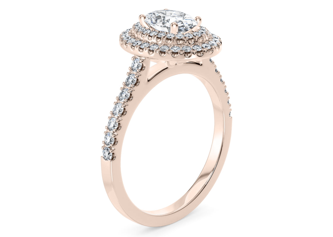 Empress Halo Rose Gold 18k Oval Engagement Ring