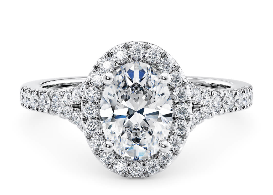 Battersea Halo Platinum Oval Engagement Ring
