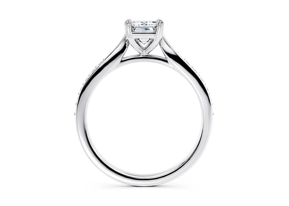 Victoria Diamond Band Platinum Emerald Engagement Ring