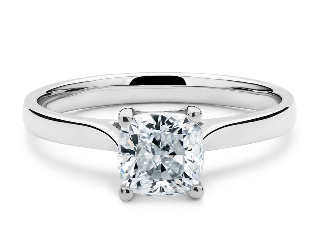 Contour Solitaire Platinum Cushion Engagement Ring