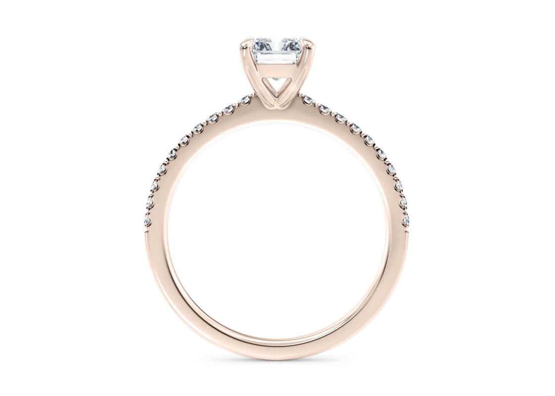 Aria Diamond Band Rose Gold 18k Radiant Engagement Ring