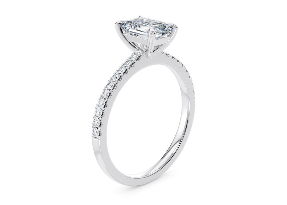 Aria Diamond Band Platinum Emerald Engagement Ring