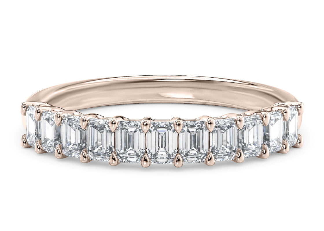 Regent Emerald Half Set Rose Gold 18k Lab Grown Eternity Ring