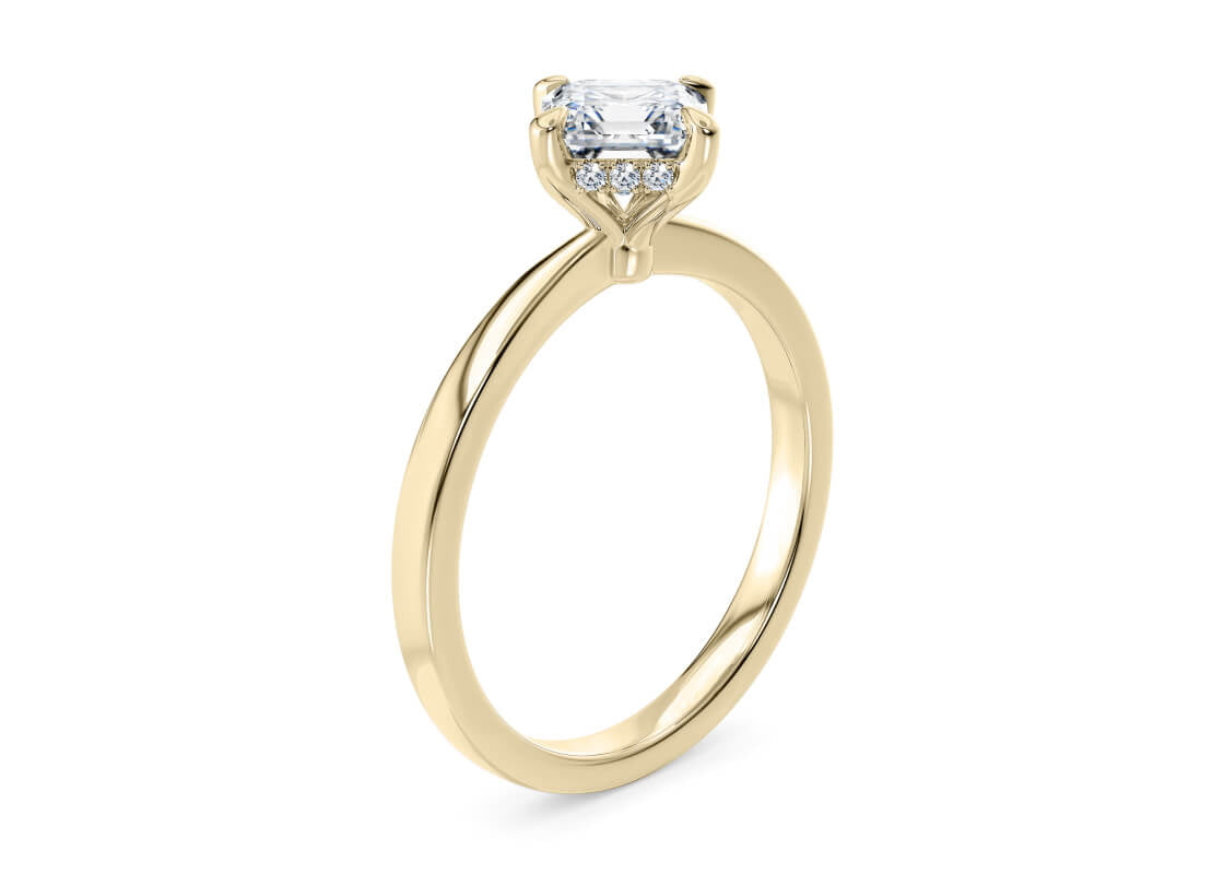 Starlight Compass Solitaire Yellow Gold 18k Asscher Engagement Ring