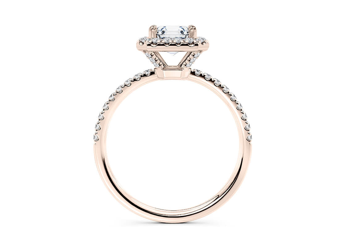 Isabella Halo Rose Gold 18k Asscher Engagement Ring