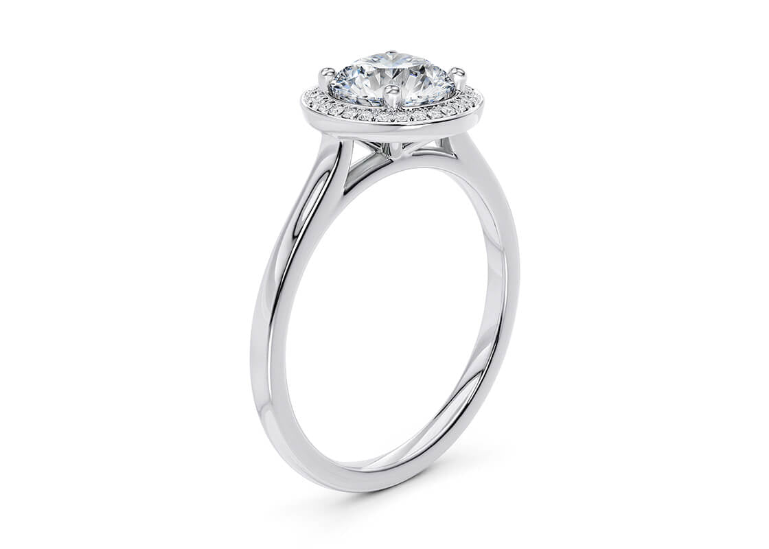 Minerva Halo Platinum Round Engagement Ring