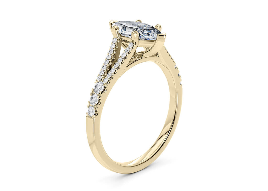 Oxford Diamond Band Yellow Gold 18k Marquise Engagement Ring