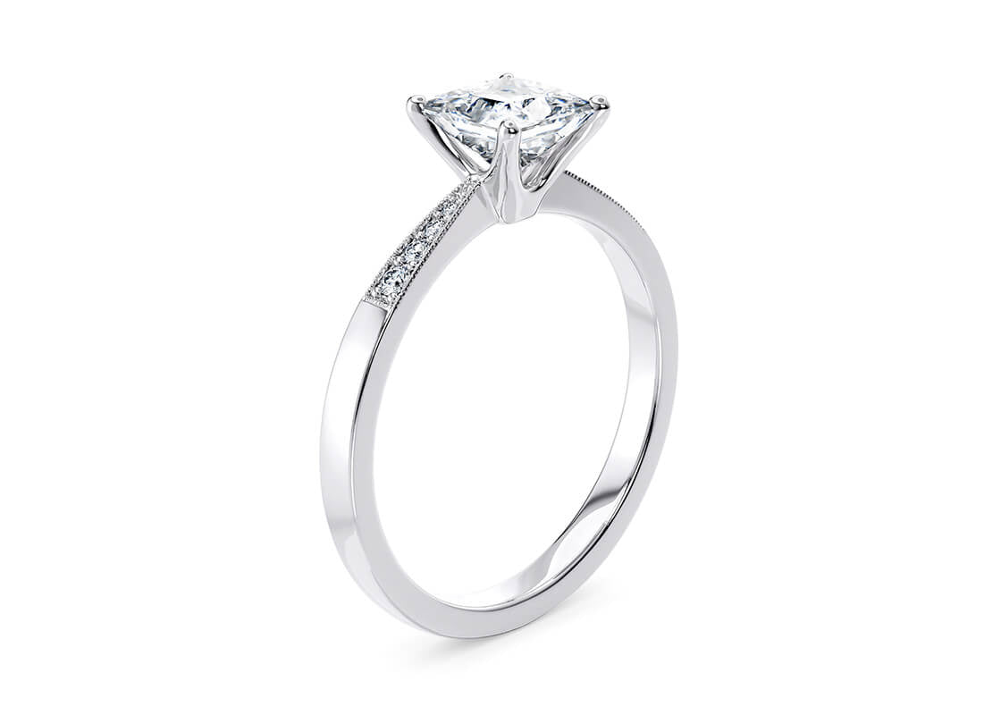 Delicacy Vintage Platinum Princess Engagement Ring