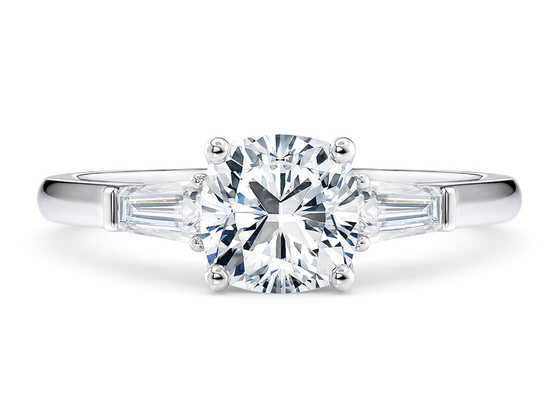 Alexandria Trilogy Platinum Cushion Engagement Ring