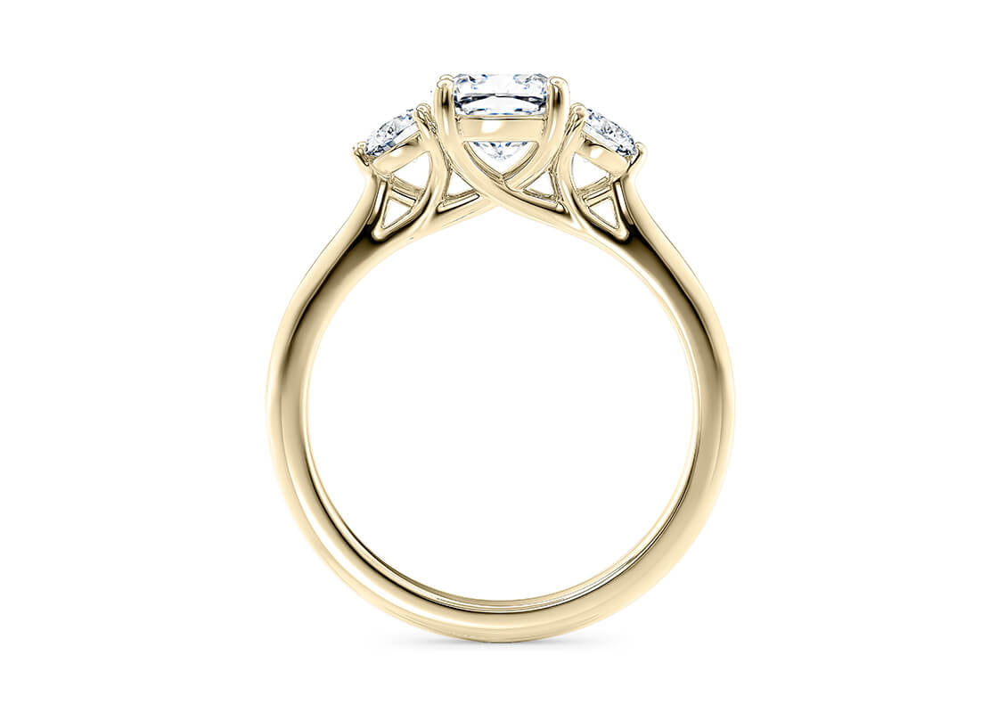 Valencia Trilogy Yellow Gold 18k Cushion Engagement Ring