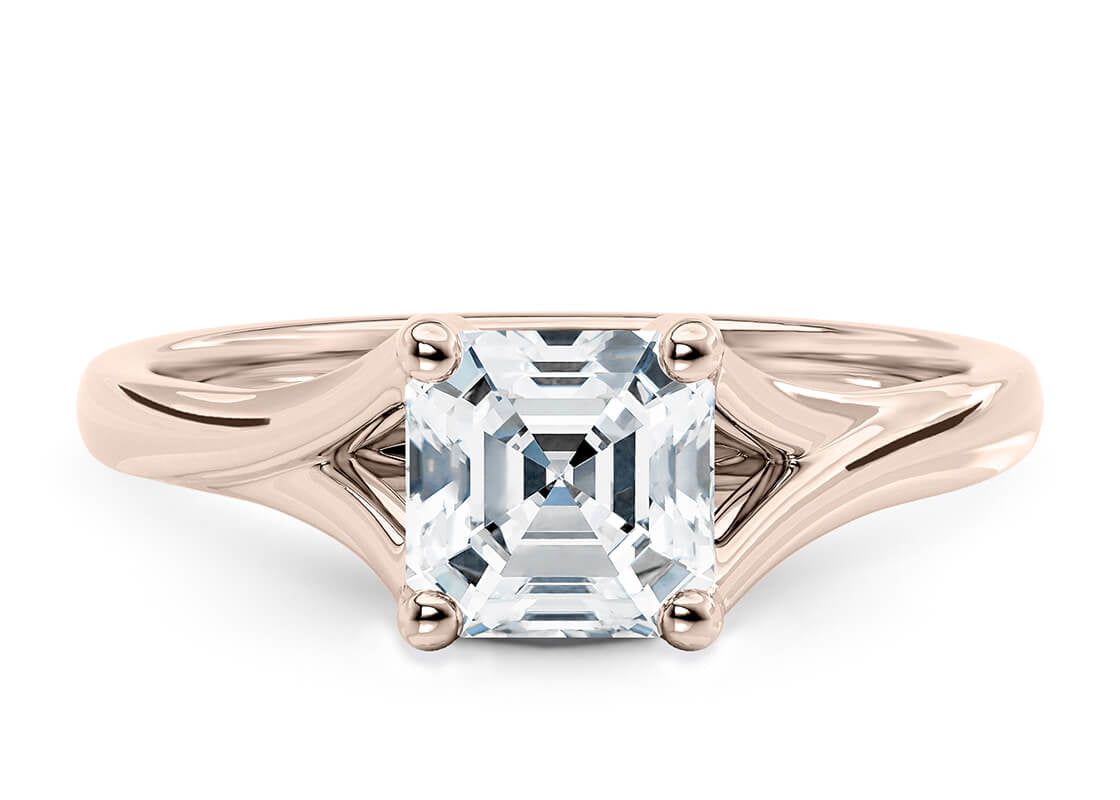 Hanover Solitaire Rose Gold 18k Asscher Engagement Ring