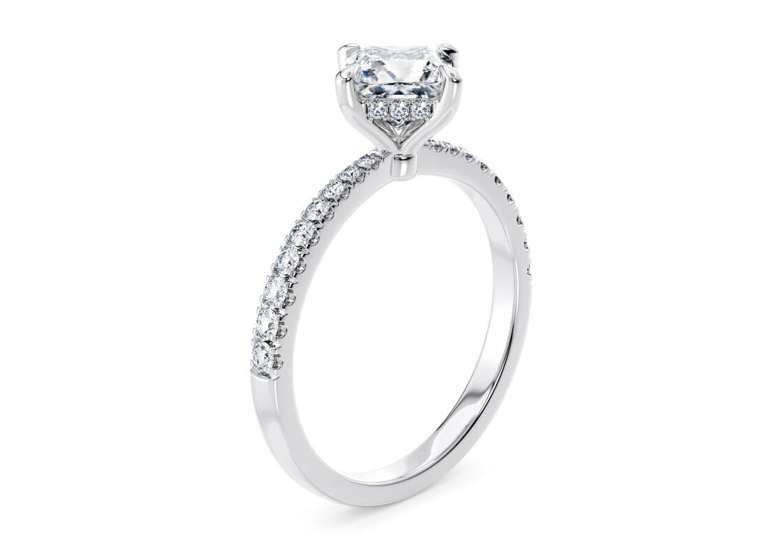 Asteria Compass Diamond Band Platinum Princess Engagement Ring