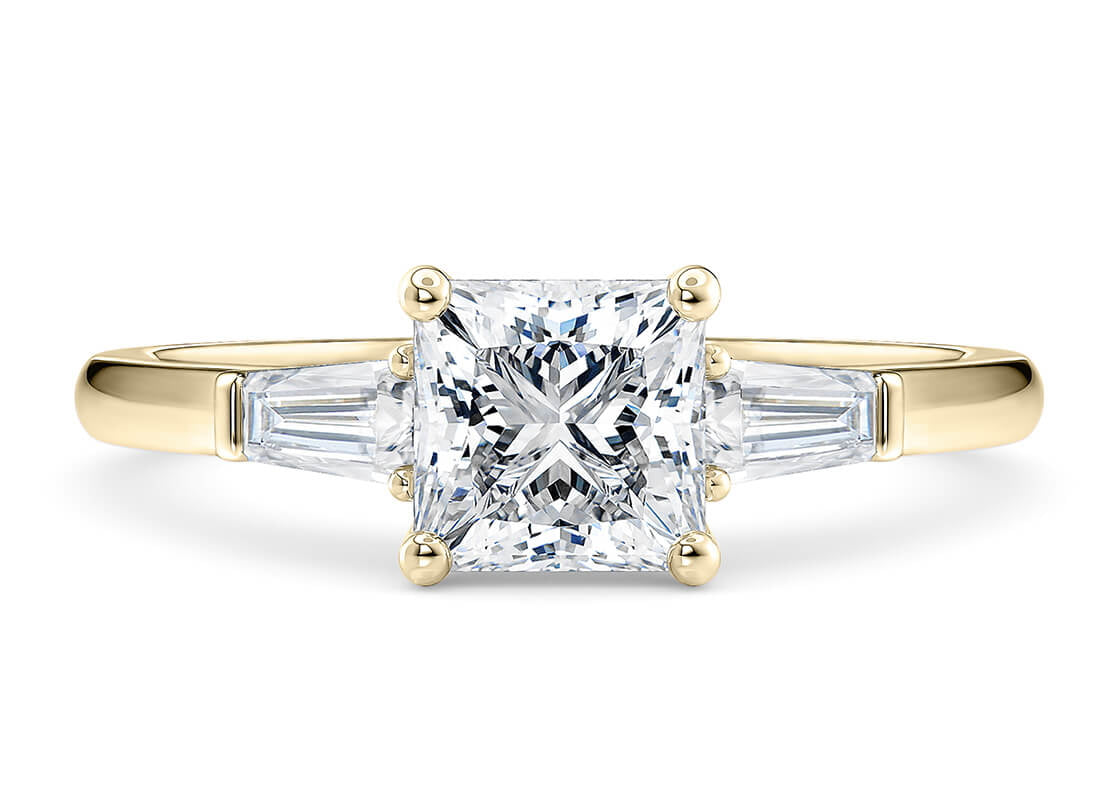 Alexandria Trilogy Yellow Gold 18k Princess Engagement Ring