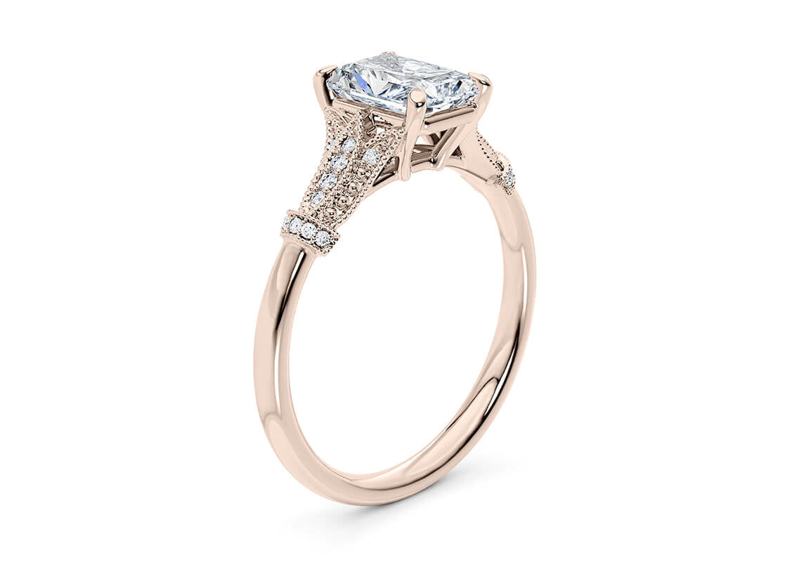 Jasmine Vintage Rose Gold 18k Radiant Engagement Ring