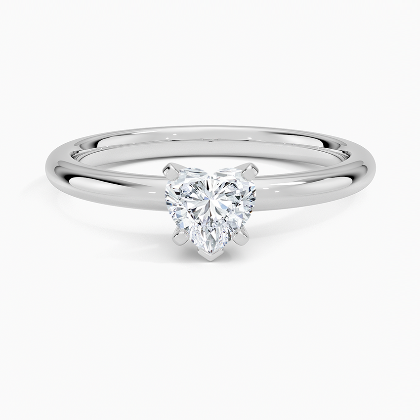 Comfort Fit 2mm Six-Prong Solitaire Ring Platinum Heart Engagement Ring