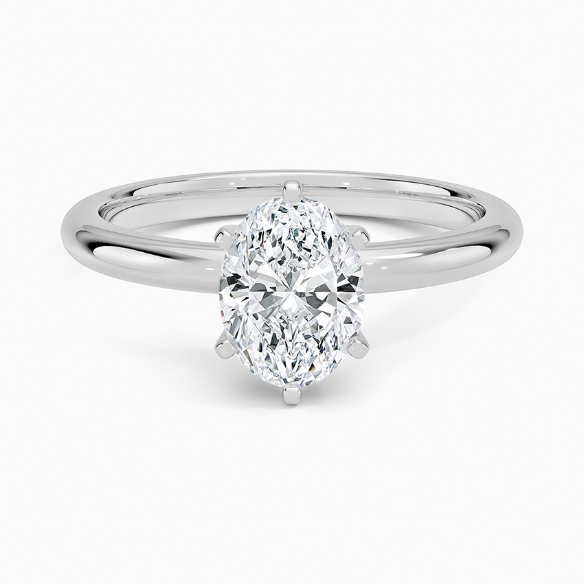 Comfort Fit 2mm Six-Prong Solitaire Ring Platinum Oval Engagement Ring