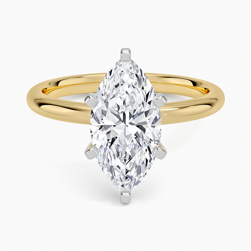 Comfort Fit 2mm Six-Prong Solitaire Ring Yellow Gold 18k Marquise Engagement Ring