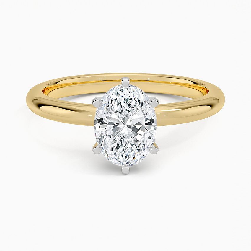 Comfort Fit 2mm Six-Prong Solitaire Ring Yellow Gold 18k Oval Engagement Ring