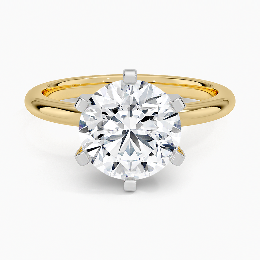 Comfort Fit 2mm Six-Prong Solitaire Ring Yellow Gold 18k Round Engagement Ring
