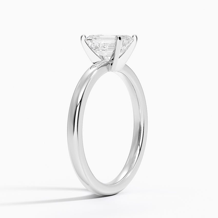 Comfort Fit 2mm Solitaire Ring Platinum Emerald Engagement Ring