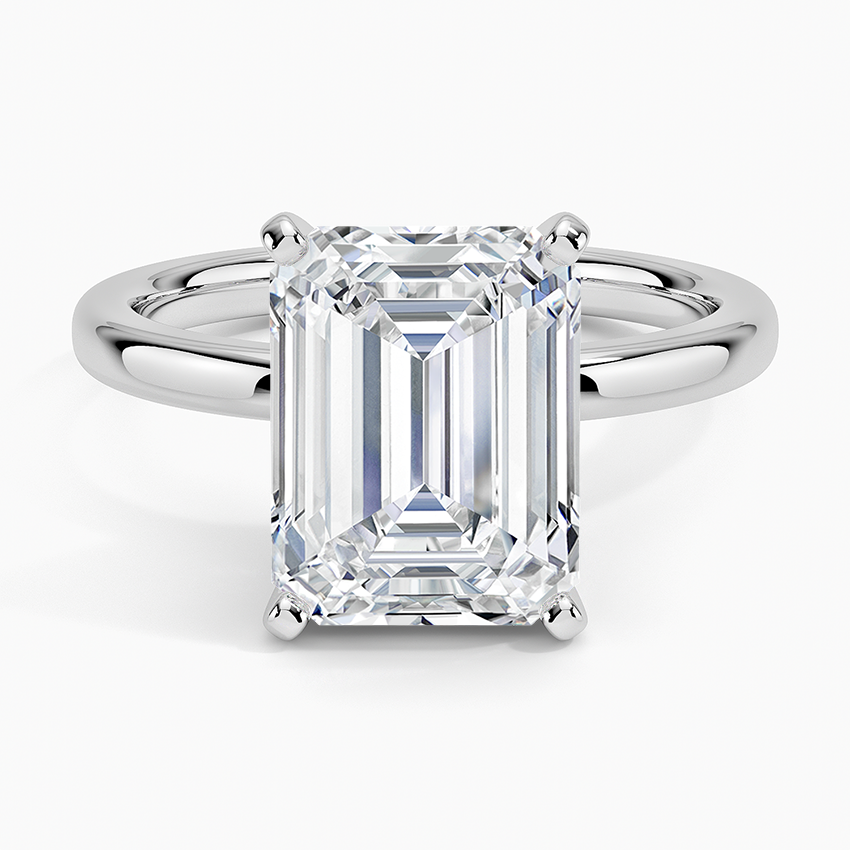 Comfort Fit 2mm Solitaire Ring Platinum Emerald Engagement Ring