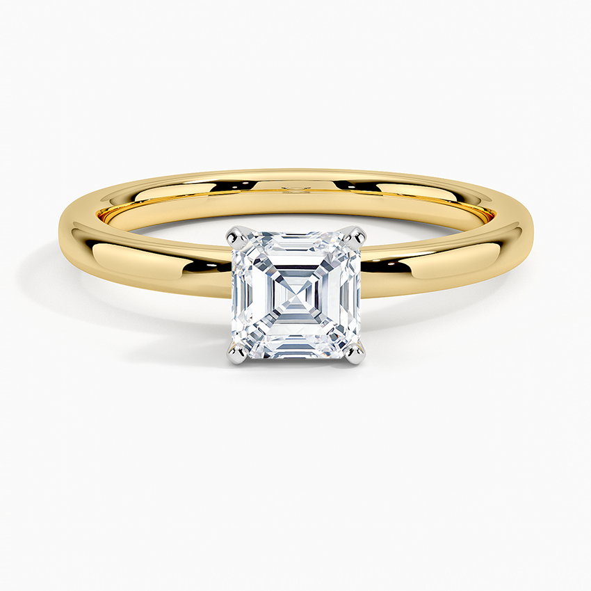 Comfort Fit 2mm Solitaire Ring Yellow Gold 18k Asscher Engagement Ring