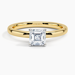 Comfort Fit 2mm Solitaire Ring Yellow Gold 18k Asscher Engagement Ring
