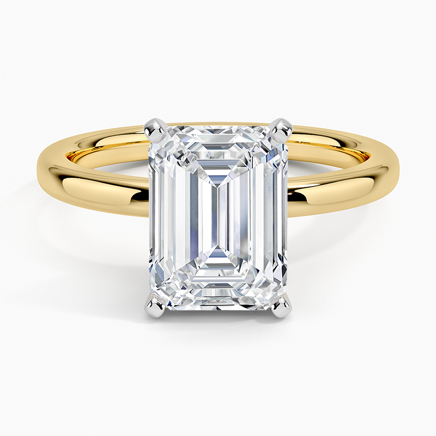 Comfort Fit 2mm Solitaire Ring Yellow Gold 18k Emerald Engagement Ring