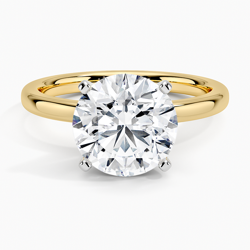 Comfort Fit 2mm Solitaire Ring Yellow Gold 18k Round Engagement Ring