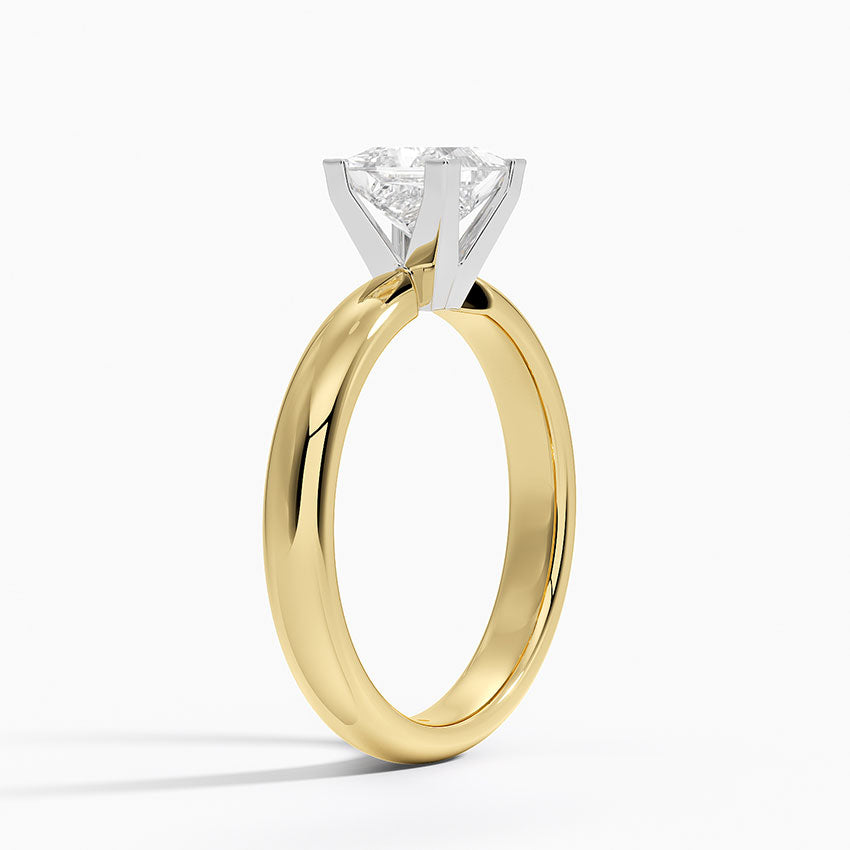 Comfort Fit 3mm Ring Yellow Gold 18k Princess Engagement Ring