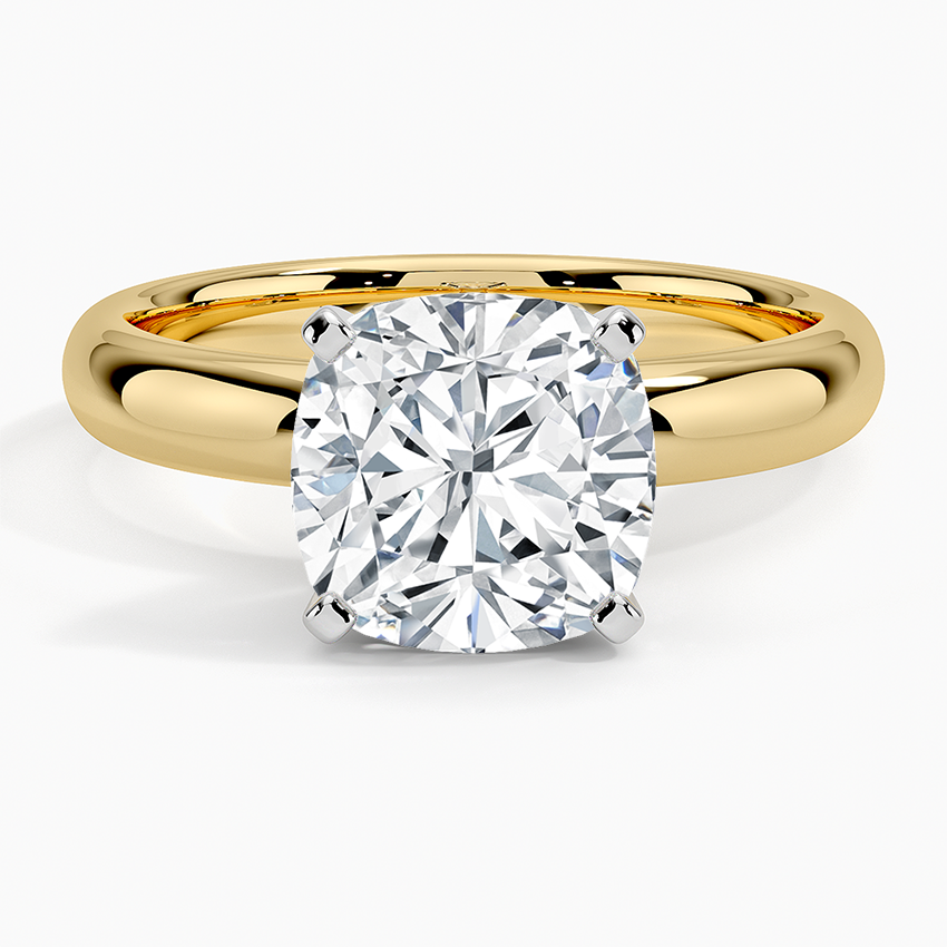 Comfort Fit 3mm Ring Yellow Gold 18k Cushion Engagement Ring