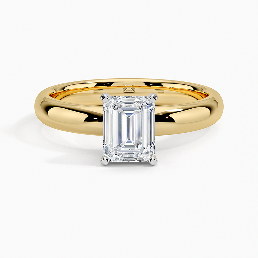 Comfort Fit 3mm Ring Yellow Gold 18k Emerald Engagement Ring