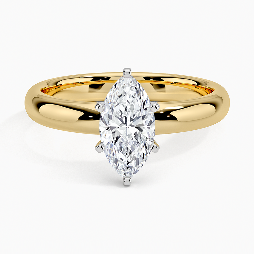 Comfort Fit 3mm Ring Yellow Gold 18k Marquise Engagement Ring