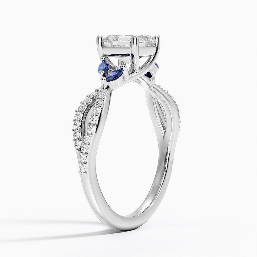 Luxe Willow Sapphire and Diamond Ring (1/8 ct. tw.) Platinum Asscher Engagement Ring