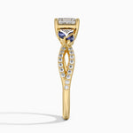 Luxe Willow Sapphire and Diamond Ring (1/8 ct. tw.) Yellow Gold 18k Asscher Engagement Ring