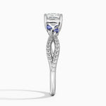 Luxe Willow Sapphire and Diamond Ring (1/8 ct. tw.) Platinum Cushion Engagement Ring