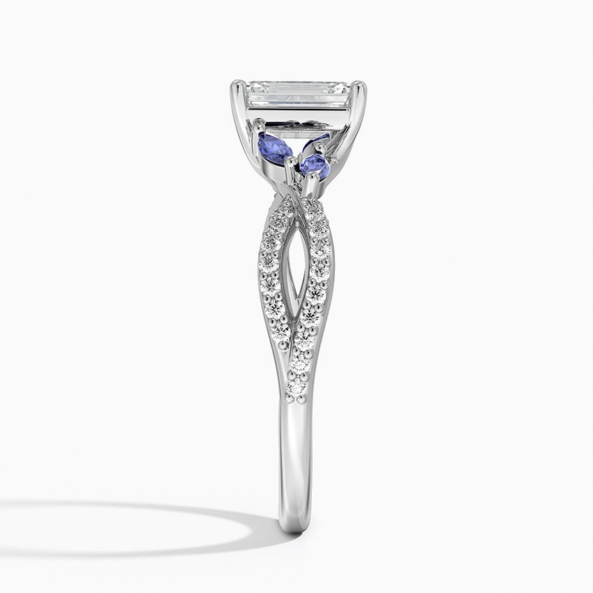 Luxe Willow Sapphire and Diamond Ring (1/8 ct. tw.) Platinum Emerald Engagement Ring