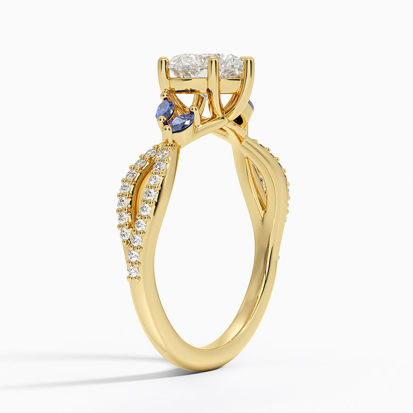 Luxe Willow Sapphire and Diamond Ring (1/8 ct. tw.) Yellow Gold 18k Heart Engagement Ring