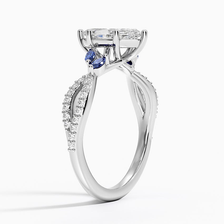 Luxe Willow Sapphire and Diamond Ring (1/8 ct. tw.) Platinum Marquise Engagement Ring