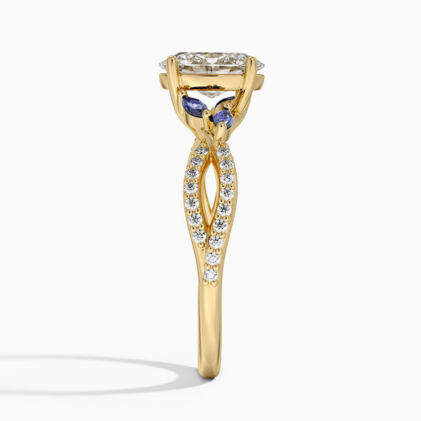 Luxe Willow Sapphire and Diamond Ring (1/8 ct. tw.) Yellow Gold 18k Oval Engagement Ring
