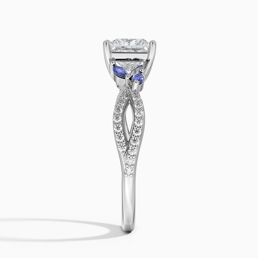 Luxe Willow Sapphire and Diamond Ring (1/8 ct. tw.) Platinum Princess Engagement Ring